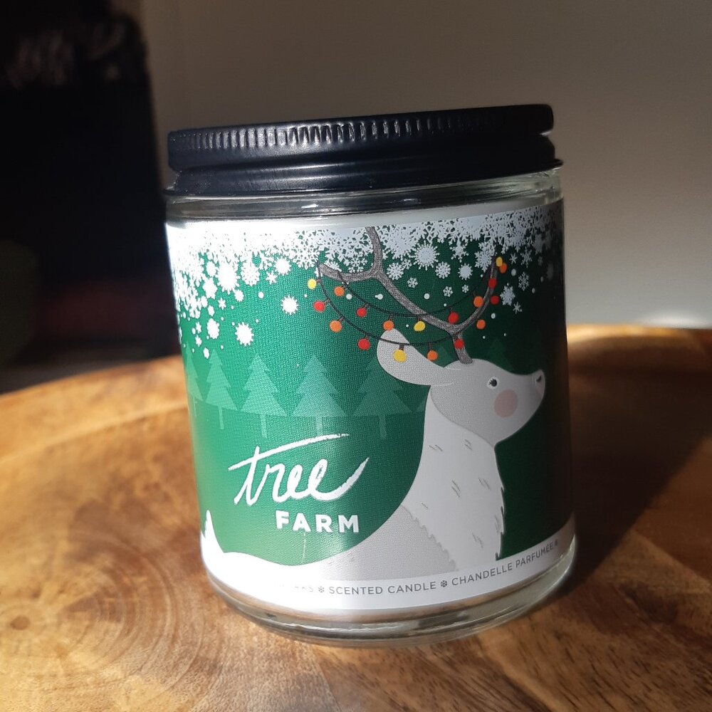 *New* Bath & Body Works Tree Farm Scent Single Wick Candle with Lid